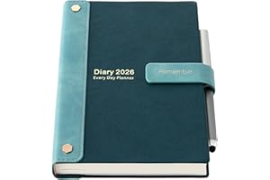 MLJTOYO Dziennik akademicki 2026, Agenda 26 Dziennik A5 Strona na Dzień, Organizer Roczny w Twardej Okładce Sty-Gru 2026, Miesięczny i Tygodniowy Planer z Długopisem, Naklejkami, Kieszenią Wewnętrzną (Zielony