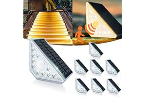 MEDOYOH 8PCS Solar Treppenbeleuchtung Aussen mit Bewegungsmelder, Warmweiß Licht Solartreppenleuchten IP44 Wasserdicht 800mAh für Gartenstufen Deck Terrasse Haustür Zaun