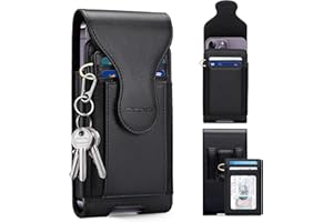 NUOKU Mobile Phone Case Belt for iPhone 15/14/13/12/11 Pro Max, Plus, for Samsung Galaxy Note, Plus, FE, Models, for Google Pixel 7, Pro, Mobile Phone Belt Bag Men (XL-Black)