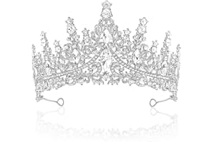 pangdapengpeng Tiara Damen, Kristall Diadem Silber, Strass Krone, Prinzessin Krone Haarreif Glitzer für Hochzeit, Geburtstag, Karneval, Fasching Kostüm