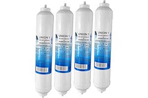 UNIONFILTER Wasserfilter für Samsung, LG, Side by Side Kühlschrank Filter extern. Schlauchanschluss ist fest integriert. 4-er Pack