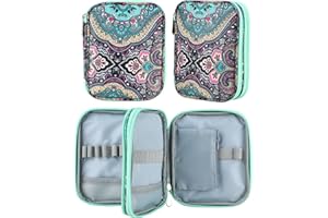 JOZEA Étui de Rangement à Fermeture Éclair pour Aiguilles à Crochet et Accessoires de Tricot - Fleur de Cajou, Compacte