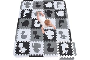 meiqicool Alfombra Puzzle Bebe Puzzle Suelo Bebe Acolchado Alfombra Goma eva Animal Blanco-Negro-Gris 150 x 122 cm ADLg30S18