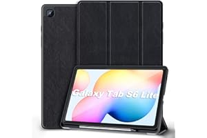 Kdely Funda para Samsung Galaxy Tab S6 Lite 10,4'' 2022/2020, Cover Protección con Soporte para S Pen Carcasa Protectora Función Auto-Sueño/Estela Tablet Case-Negro