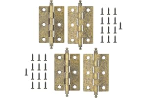 MABAHON Antyczne zawiasy składane brązowe zawiasy doczołowe retro mosiężne zawiasy do drzwi z 12 śrubami zawiasowymi do szafek, drzwi szafek, retro pudełko na biżuterię, skrzynie