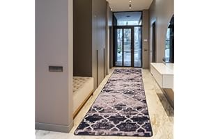 ‎MIQNA miqna Wohnzimmer Teppich Kurzflor Moderne geometrische rutschfeste Boden Flur Teppich Gel Läufer schwarz weiß (Paradimas , 80 x 300 cm)