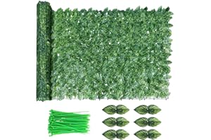 ZANKEOX Artificial Ivy Fence Screening, 3m x 1m Artificial Hedge Screening, Privacy Fence Screen Artificial Hedge Roll, Artificial Trellis Screening with 100 Zip Ties for Garden Balcony Outdoor Decor