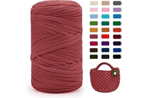Uiopa Fil Crochet, 400g/120m Fil Polyester en Tissu Chunky Tshirt Yarn, Laine T-Shirt Crochet Trapilho pour Sacs/Paniers/Tapis, Décoration d'Intérieur, Bricolage, Artisanat