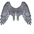 Proumhang Carnival Mardi Gras Halloween Unisex White Angel Costume for Child Black Angel Wings Painting on Canvas