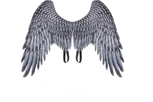 Proumhang Carnevale Mardi Gras Halloween Unisex White Angel Costume per Bambino Black White Angel Wings Pittura su Panno