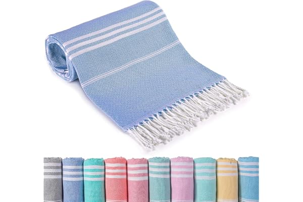 IGINOA strandhandduk hamam-handduk strandhandduk 90 x 200 blå strandhandduk | Hammam handduk XXL badhandduk strand stor tunn lätt snabbtorkande badhandduk frotté strandhandduk kvinnor män bastuhandduk