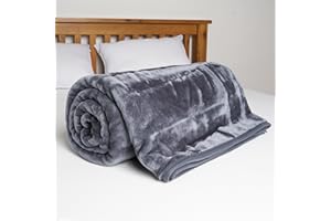 EGYPTO Fleece Blanket Double – Luxury Large Faux Fur Throws for Sofas & Bed – Anti Allergy – Warm & Cosy Blanket – Versatile Outdoor Blanket Throw Double (150cm x 200cm, Grey)