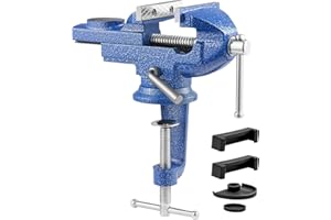 VEVOR Étau d'Établi Largeur de Mâchoire 76,2 mm Étau de Table en Fonte avec Base Pivotante 360°, Dégagement Rapide, Base Surélevée, pour Travail du Bois, Métaux, Perçage, Découpe, Atelier, Bricolage