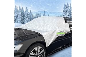 CONBLOM Frontscheibenabdeckung Auto Scheibenabdeckung 4 Schicht Allwetter Winter Frostschutz Windschutzscheibe Abdeckungen mit Seitenspiegel Abdeckungen für die meisten Autos SUV,LKW,Vans (Silber 245x150cm)