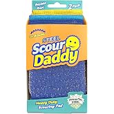 Scrub Daddy Scour Daddy Steel, 2 Pack | Scourer Sponge, Steel Mesh Scourers for Metal and Cast Iron Grills, Heavy Duty Sponge