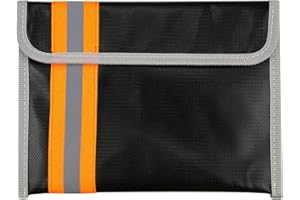 YunBey Pochette Ignifuge Noir Sacs Anti-feu et Etanche avec Fermeture à Glissière et Velcro Scellé Pochette Document pour Conserver Objets de Valeu Passeports