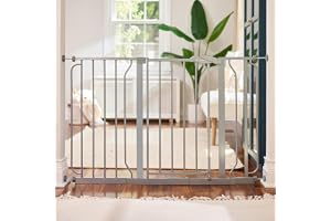 Regalo Safety Extra bred babygrind, 73,6–122 cm, dörröppningar och botten | Tryckmonterad med dörr för spädbarn, småbarn och husdjur, förlängningar ingår