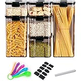 Diskary Airtight Food Storage Container Set, Kitchen and Pantry Organization Jars for Flour, Sugar, Cereal - BPA Free Plastic