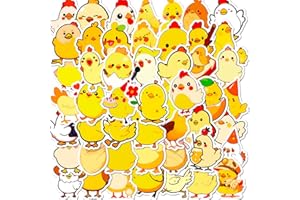 AFFOTO Lot de 50 autocollants poulet pour ordinateur portable - Cadeau pour enfants, adolescents, adultes, garçons, poules jaunes - En vinyle imperméable - Pour scrapbooking, skateboard, voiture, bagages