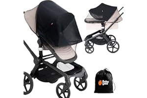 Baby Uma 2-in-1 Pram Sun Shade & Mosquito Net for Pram - UPF 50+ Baby Sun Shade, Breathable Blackout Mesh Baby Mosquito Net (+ Travel Bag)