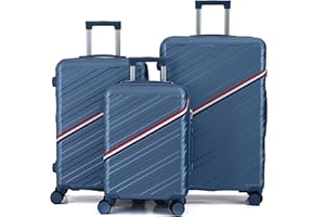 CALDARIUS Suitcase Set | Lightweight | Hard Shell Suitcases | 4 Silent Dual Spinner Wheels | TSA 3 Digit Combination Lock | Aluminium Telescopic Handle | 3 Pcs Luggage Sets (Blue, 3 Piece Set)