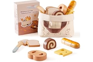 ROBOTIME Wooden Play Food, Kids Kitchen Cutting Set, Toddler Realistic Pretend Play Food, Montessori Learning Toys for Children, Educational Role Play Gift for Boys Girls Age 3+, Baking Set