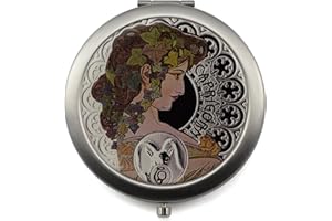 MONT BLEU Compact mirror with Zodiac Sign Design, Stainless Steel, Gift Box included | Pocket magnifying mirror