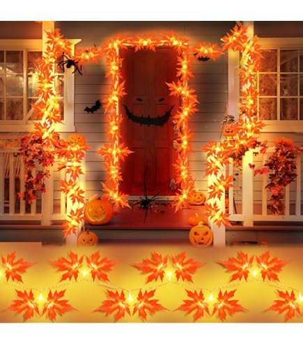 Laspi Halloween Lichterkette - 9m Mit 60 LED Geistern, Fledermäusen & Kürbissen