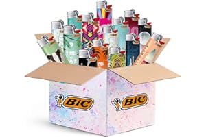 Sunmondo BIC Maxi Feuerzeuge 10 Stück - Top Motive - 10er Mix-Paket - BIC J26 mit Reibrad/Feuerstein-Zündung