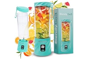 ‎BLENDYGO Blender bezprzewodowy BlendyGo 3® przenośny mini blender do smoothie i koktajli, USB, mikser, kruszy lód i mrożone owoce, technologia PulseMotion & BlendPro, 550 ml (Miętowy)