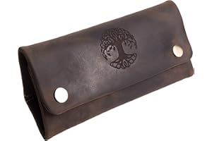 Anders Tabaktasche Drehertasche Leder I Lederdesign Germany (Dunkelbraun-Motiv2)