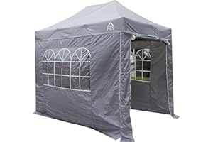 All Seasons Gazebos: Gazebo pop-up 3x2m completamente impermeabile con 4 pareti laterali - Grigio metallizzato