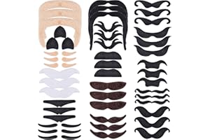 YUTOU Party Falscher Bart 48 Stück Selbstklebender Schnurrbart Set Schnurrbart zum Ankleben Falsche Bärte zum Ankleben Schnauze Bart für Verschiedene Partys Maskeraden Karneval (16 Stile)