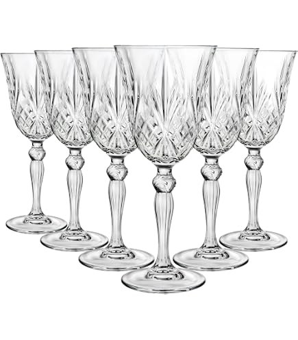 Côté Table Amboise Weingläser (26 Cl) – 6er Set Mit Transparentem Fuß & Blumendekor | Spülmaschinengeeignet