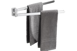 BGL Portasciugamani a Spazzola in Cromato, Montaggio a Parete, Portasciugamani con 2 Barre Girevoli