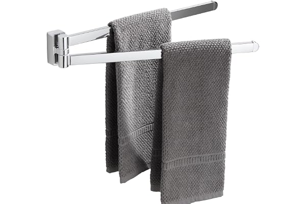 BGL Porte-Serviettes pivotant chromé en Acier Inoxydable avec 2 Barres pivotantes