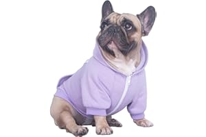 iChoue Sweat à capuche « I am a French Bulldog » pour chiens, chiots, français, carlin, Boston Terrier, Bully Pitbull - Manteau d'hiver pour temps froid - Violet clair/L