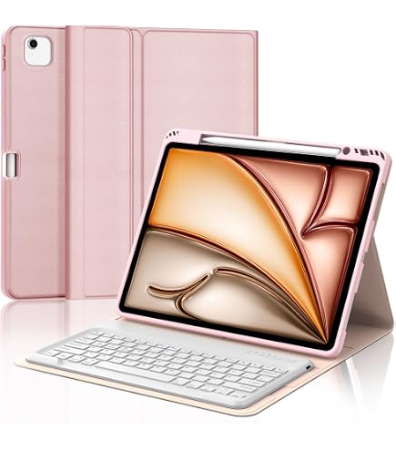 JADEMALL IPad Air 13 Zoll Hülle Mit Tastatur – Kabellos, 7-Farben-Beleuchtung, Inkl. Stifthalter, QWERTZ
