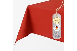 ‎CHAMBRY MADE IN GERMANY chambry Tischdecke 100% Baumwolle (Canvas) - Größe und Farbe wählbar - Handarbeit Made in Germany - robuste hochwertige Tischwäsche - Rot 130 cm x 240 cm