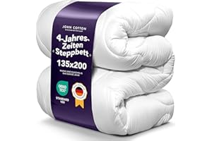 ‎JOHN COTTON John Cotton 4 Jahreszeiten Bettdecke 135x200 cm – Praktisch alle Jahreszeiten Bettdecken für Allergiker | Oeko-Test Zertifiziert Steppdecke | Atmungsaktive Decke, Oberbett 135 x 200