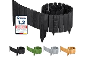 Garronda Valla para Jardín Cercado Cerca de Jardín Césped Palisade de Madera Rollborder Delimitador de Bordes Jardinero Longitud: 200 cm GD-0046 (Grafito, Altura: 30 cm)