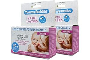 Tummy Buddies Probiotic Powder for Babies, Children and Mums - 7 Strain Pro Bio Culture Complex with Prebiotics (FOS) - Friendly Bacteria for Infants and Kids - 60 Sachets (2 Pack)