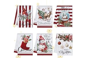 Shinybox 6 Unidades Toallas de Cocina Navidad, 40 x 60cm Paños de Cocina Mesa Navidad, Adornos Decoración Hogar, Multiusos Trapos Cocina, Decoracion y Regalos Navideños