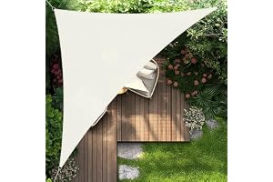 HENG FENG Solsegel Triangel 3 x 3 x 4,25 m, Beige | Vattentät solsegel i PES 160 g/m², med 95 % UV-skydd och monteringsrep, solskydd för trädgård, uteplats och utomhusbruk