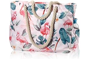 KUAK Beach Bag and Pool Bag, Waterproof(IP64) Sandproof, Large Beach Tote for Women with Top Full-Zippered Closure, Two Outside Pockets, Waterproof Phone Case, Key Holder, Bottle Opener