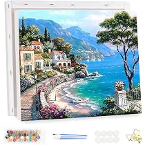 Peinture Par Numéro Adulte – Paysage De Rue 30x40 Cm – Kit Acrylique Complet (Toile, Pinceaux, Pigments) – DIY Déco Murale