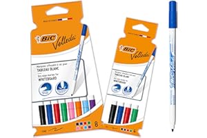 BIC Velleda, rotuladores de pizarra blanca, punta fina, ideal para los niños, colores surtidos, set de 12