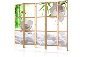 ‎MURANDO murando - Paravent Innen Raumteiler Holz Blumen Bambus Spa 225x172 cm 5-teilig Japanische Trennwand Raumtrenner Room Divider Mobiler Sichtschutz Spanische Wand Raum Abtrennung Japan p-B-0036-z-c