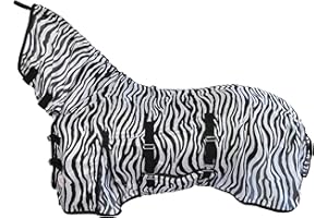 ‎MARENGOS Marengos - Zebra-Fliegendecke mit Halsteil und Bauchlatz | robuste & atmungsaktive Ekzemerdecke | Schutz vor Insekten | reißfeste Fliegendecke | Outdoor-Pferdedecke