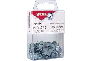 ‎OFFICER PRODUCTS OFFICE PRODUCTS 18195055-19 Metallene Reißnägel Rund / 100 Stück/silbern/in der Packung/ 100 Stück in Hängebox/für Büro oder DIY/Reißzwecken